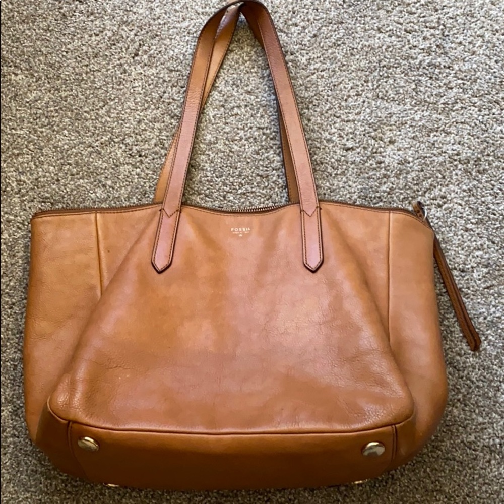 Fossil, leather tote bag
